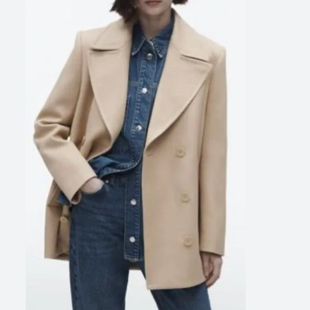 NWT ZARA BLOGGERS FAVE CAMEL SHIRT COAT DOUBLE BREASTED REF 2771/638 Oversized